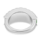 Green Jadeite Jade Ring in Rhodium Overlay Sterling Silver 15.17 Ct, Silver Wt 6.00 GM