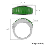 Green Jadeite Jade Ring in Rhodium Overlay Sterling Silver 15.17 Ct, Silver Wt 6.00 GM