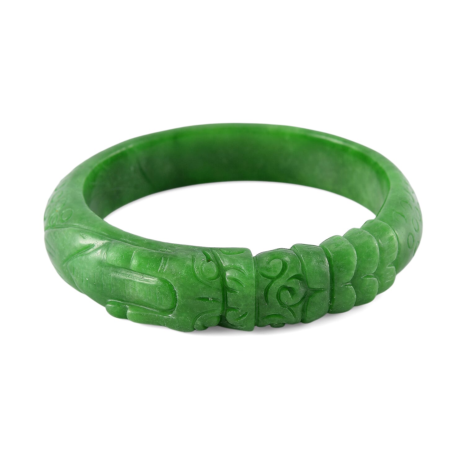 Pixiu Green Jade Stone Bangle (Size 7.5) 240.00 Ct. V32521038 0