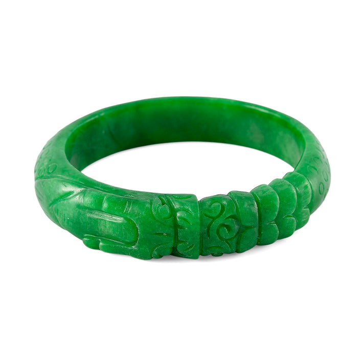 Pixiu Green Jade Stone Bangle (Size 7.5) 240.00 Ct. 8151158 1