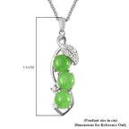 Green Jade and Simulated Diamond Pendant with Chain (Size 18) in Rhodium Overlay Sterling Silver 3.57 Ct.