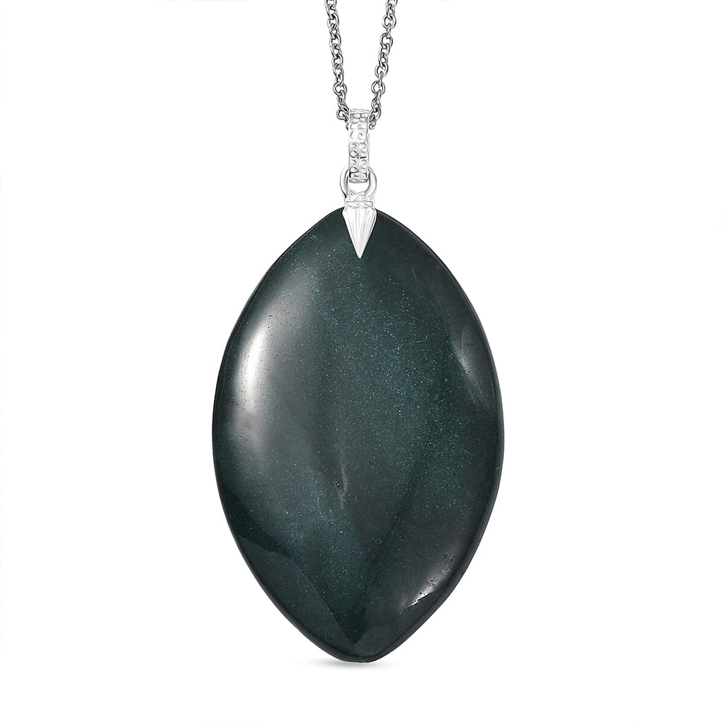 Green Jasper Pendant with Chain (Size 20) 119.18 Ct.