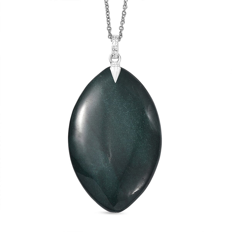 Green Jasper Pendant with Chain (Size 20) 119.18 Ct.