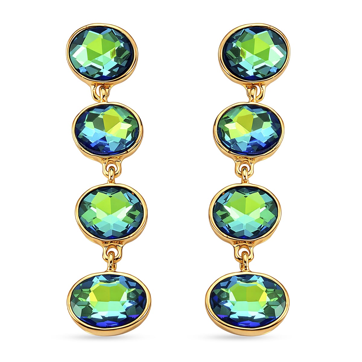 Green Magic Color Crystal Dangling Earring with Push Back in Yellow Gold Tone 8375211 0