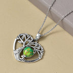 D'Joy Green Mojave Turquoise Black Oxidised Pendant with Cable Chain (Size 20) Sterling Silver 1.79 Ct.