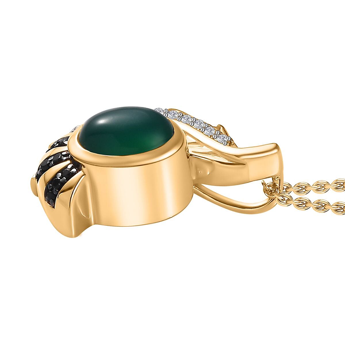 GP Italian Garden Collection - Verde Onyx, Boi Ploi Black Spinel and Multi Gemstone Pendant with Chain (Size 20) in 18K Vermeil Yellow Gold Plated Sterling Silver 1.63 Ct, Silver Wt. 6.02 Gms 4271902 3