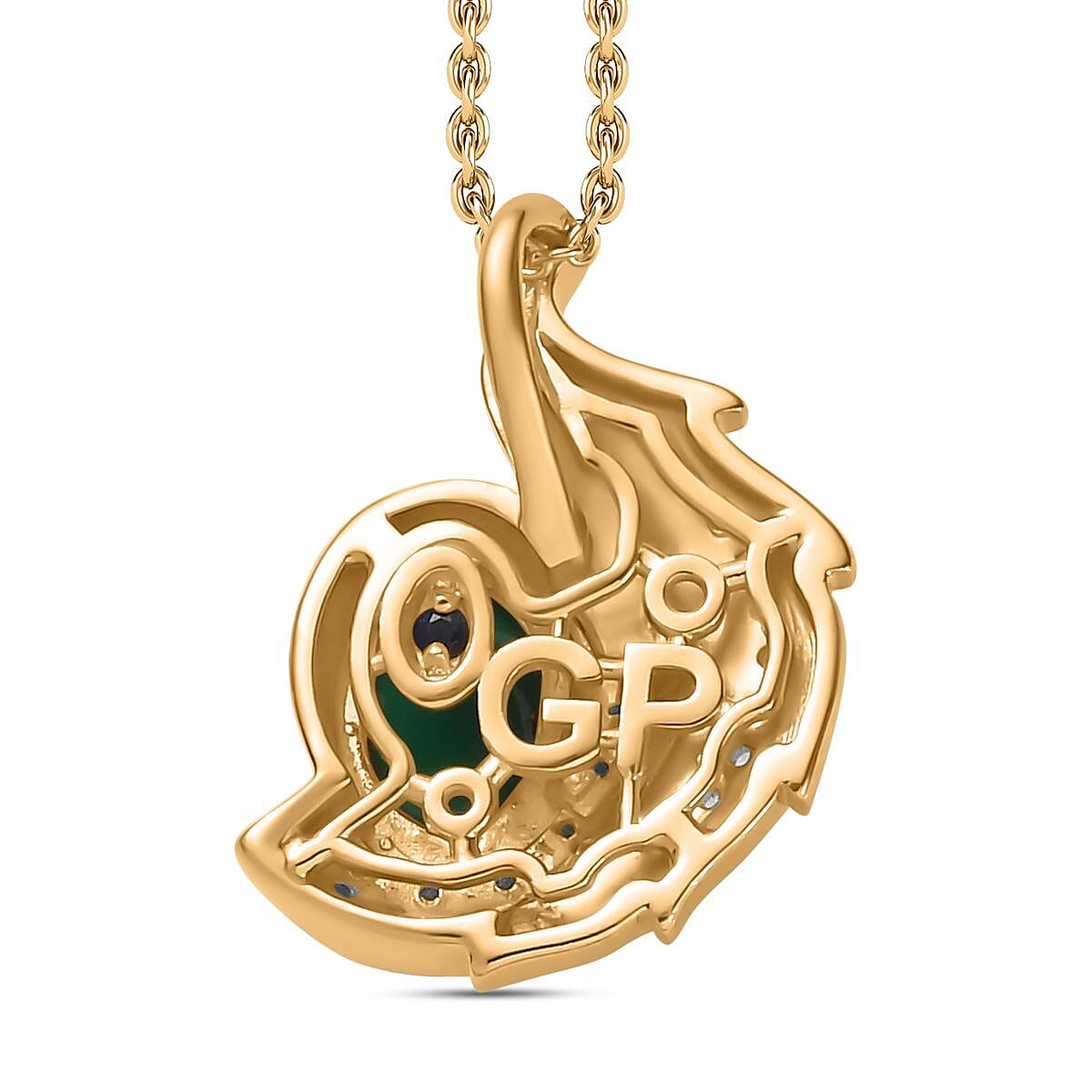 GP Italian Garden Collection - Verde Onyx, Boi Ploi Black Spinel and Multi Gemstone Pendant with Chain (Size 20) in 18K Vermeil Yellow Gold Plated Sterling Silver 1.63 Ct, Silver Wt. 6.02 Gms 4271902 4