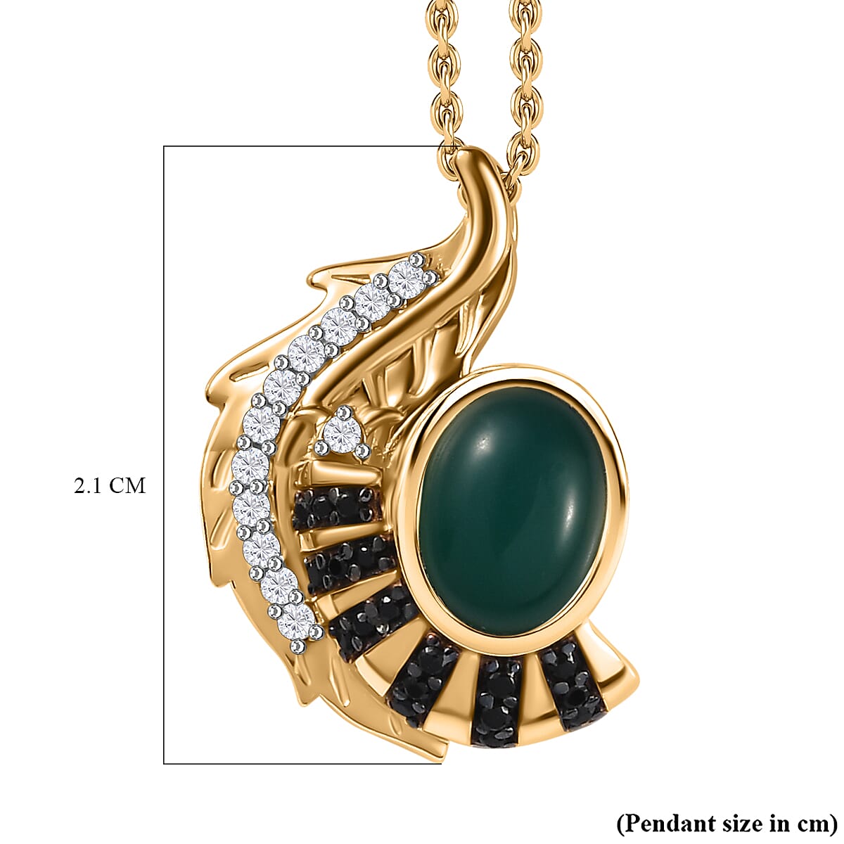 GP Italian Garden Collection - Verde Onyx, Boi Ploi Black Spinel and Multi Gemstone Pendant with Chain (Size 20) in 18K Vermeil Yellow Gold Plated Sterling Silver 1.63 Ct, Silver Wt. 6.02 Gms 4271902 6