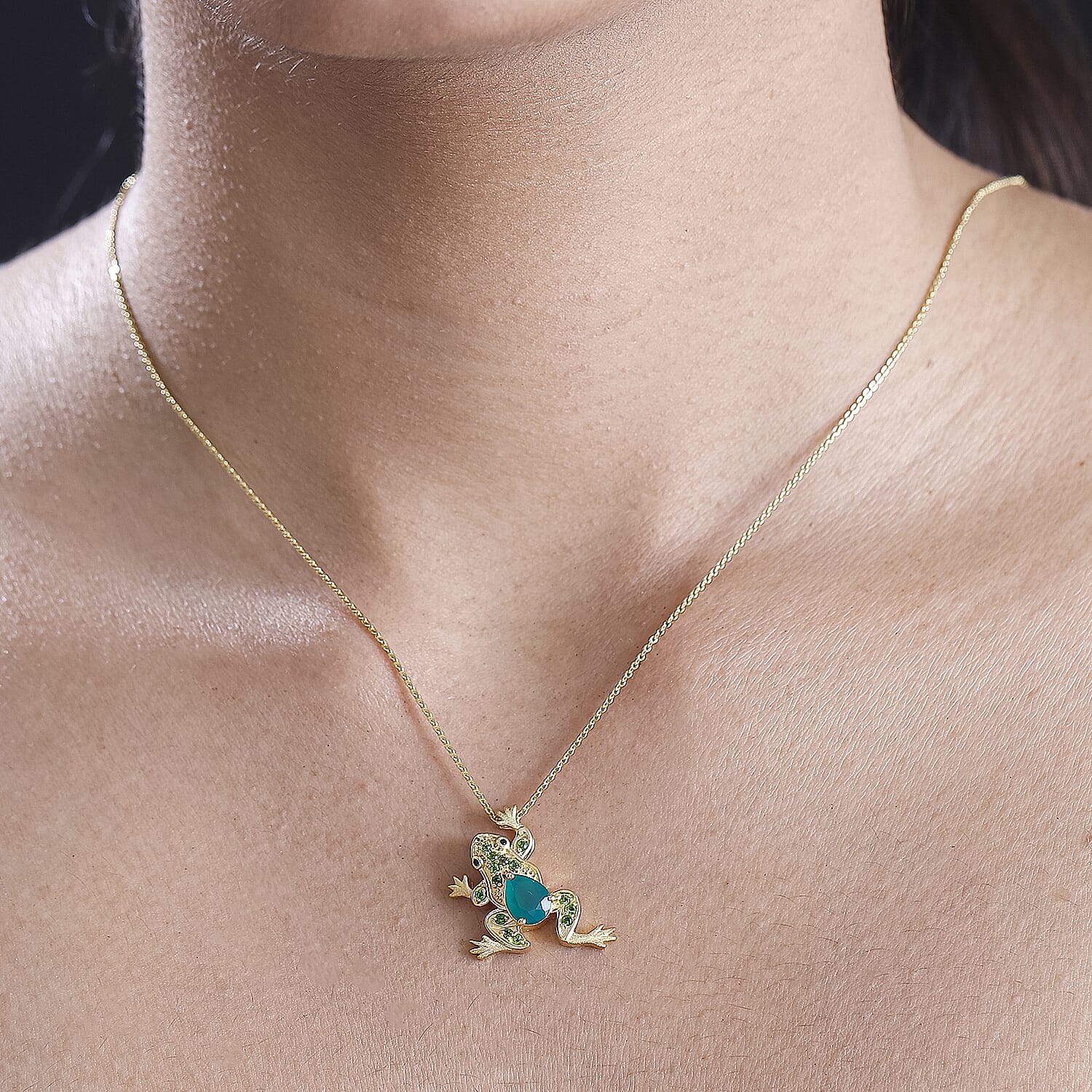 GP Italian Garden Collection - Green Onyx, Blue Sapphire, Natural Chrome Diopside, Black Spinel Fancy Pendant in 18K YG Vermeil Sterling Silver 1.37 ct 7956094 1