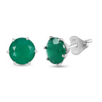 Verde Onyx Solitaire Stud Earrings in Rhodium Overlay Sterling Silver 3.50 Ct