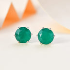 Verde Onyx Solitaire Stud Earrings in Rhodium Overlay Sterling Silver 3.50 Ct