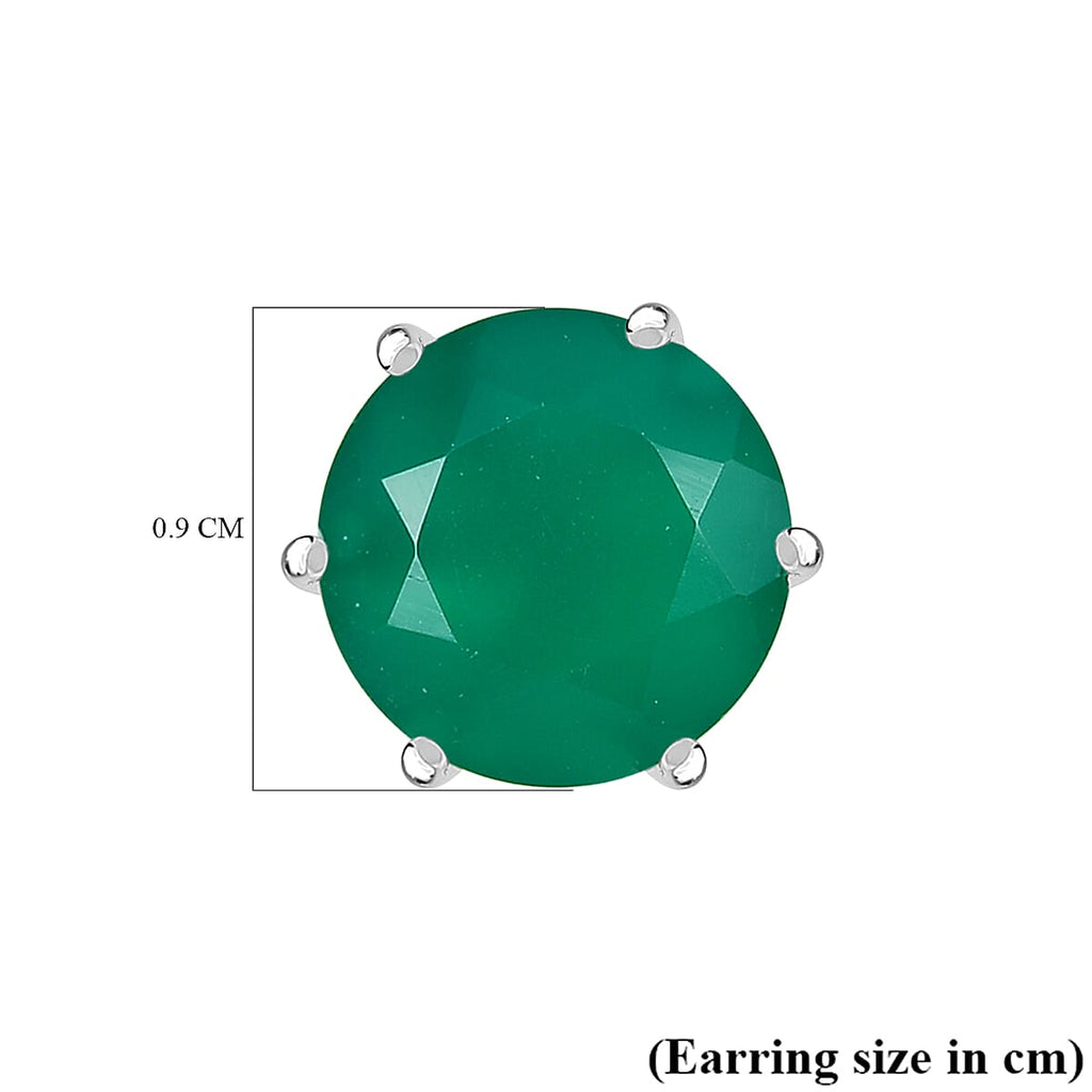 Verde Onyx Solitaire Stud Earrings in Rhodium Overlay Sterling Silver 3.50 Ct