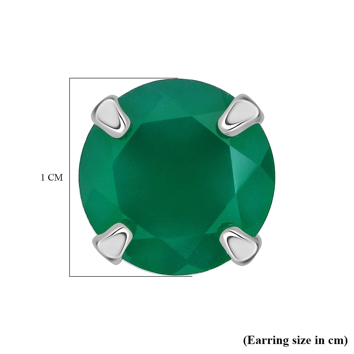 Green Onyx Solitaire Stud Earring with Push Back in Rhodium Overlay Sterling Silver 6.40 Ct. 8216320 4