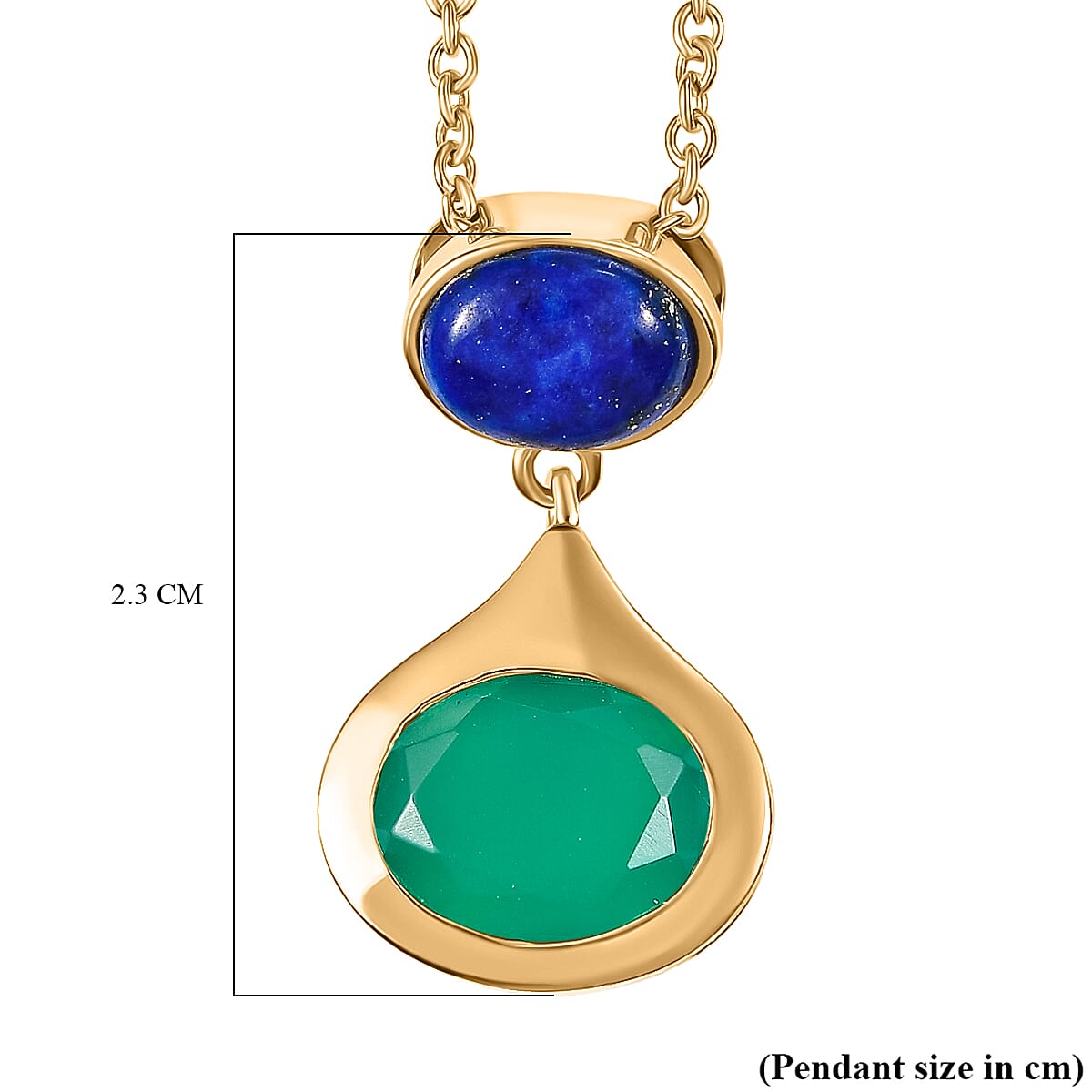 Verde Onyx &amp; Lapis Lazuli Pendant with Chain (Size 20) in Yellow Gold Plating 3.89 Ct. 4405138 7