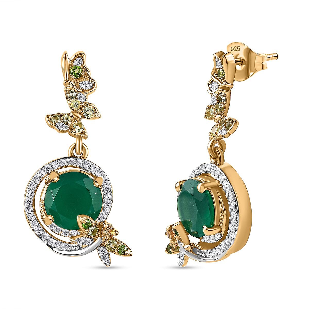 GP Italian Garden Collection - Verde Onyx and Multi Gemstone Earrings in 18K Vermeil Yellow Gold and Platinum Plated Sterling Silver 6.25 ct. 7764118 2