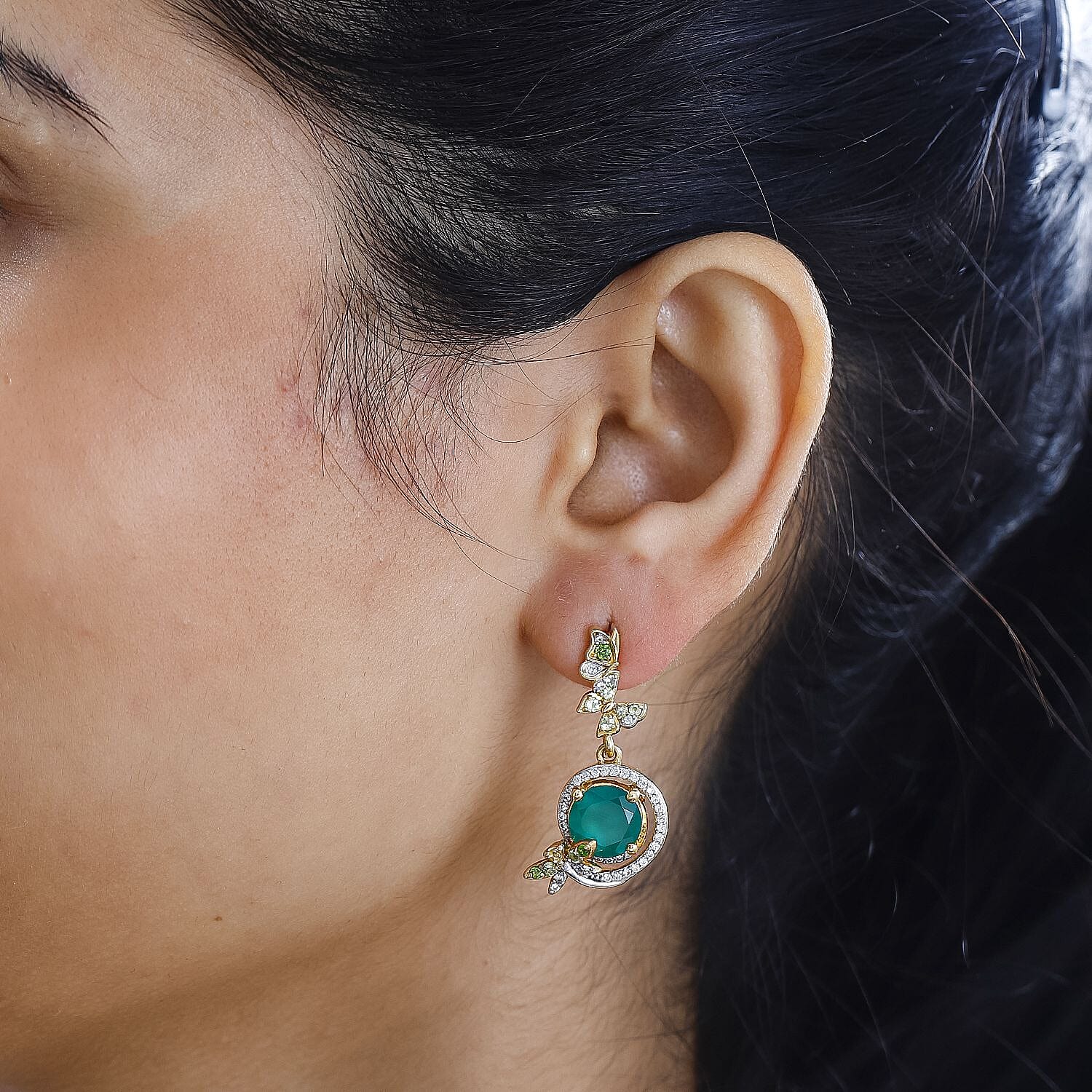GP Italian Garden Collection - Verde Onyx and Multi Gemstone Earrings in 18K Vermeil Yellow Gold and Platinum Plated Sterling Silver 6.25 ct. 7764118 6
