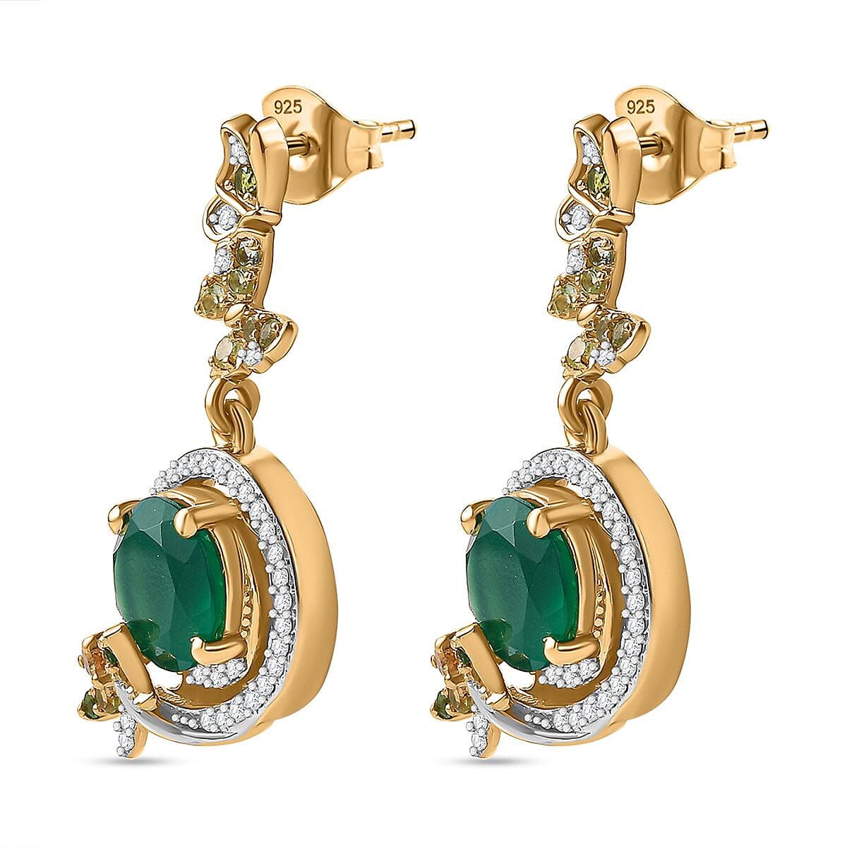 GP Italian Garden Collection - Verde Onyx and Multi Gemstone Earrings in 18K Vermeil Yellow Gold and Platinum Plated Sterling Silver 6.25 ct. 7764118 8