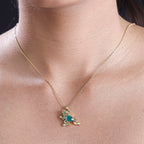 GP Italian Garden Collection - Green Onyx & Multi Gemstone Pendant with Chain (Size 20) in 18K YG Vermeil Sterling Silver Silver Wt. 6.94 Gms  1.370  Ct.