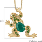GP Italian Garden Collection - Green Onyx & Multi Gemstone Pendant with Chain (Size 20) in 18K YG Vermeil Sterling Silver Silver Wt. 6.94 Gms  1.370  Ct.