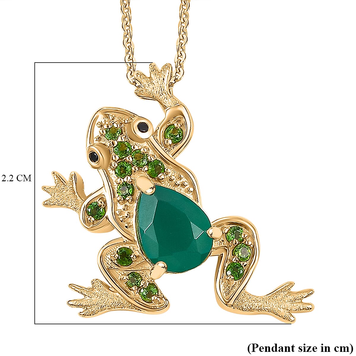 GP Italian Garden Collection - Green Onyx and Multi Gemstone Frog Pendant with Chain (Size 20) in 18K Yellow Gold Vermeil Plated Sterling Silver 4318114 6