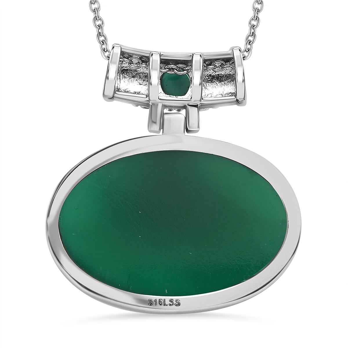 Green Onyx Pendant with Chain (Size - 20) 80.50 Ct. 4359636 5
