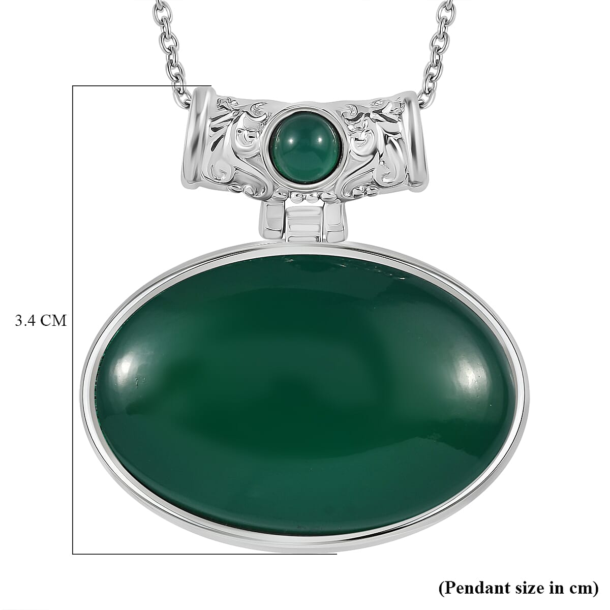 Green Onyx Pendant with Chain (Size - 20) 80.50 Ct. 4359636 6