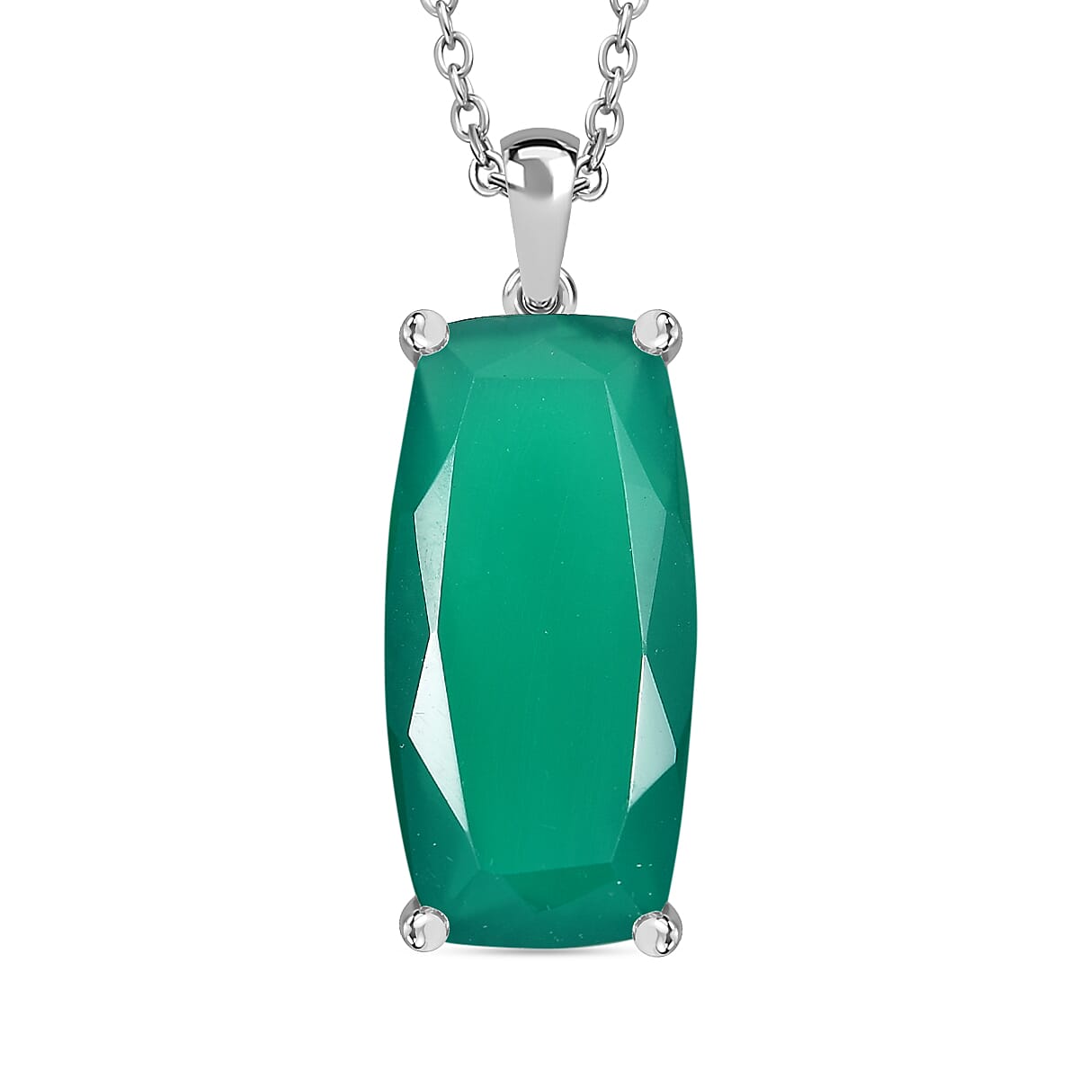 Verde Onyx Sterling Silver Pendant with Chain (Size - 20) 10.50 Ct. 4330765 0