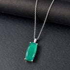 Verde Onyx Sterling Silver Pendant with Chain (Size - 20) 10.50 Ct.