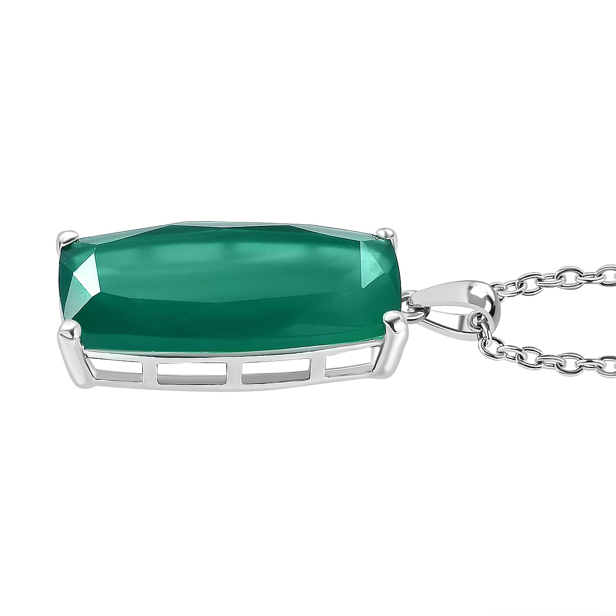 Verde Onyx Sterling Silver Pendant with Chain (Size - 20) 10.50 Ct. 4330765 4