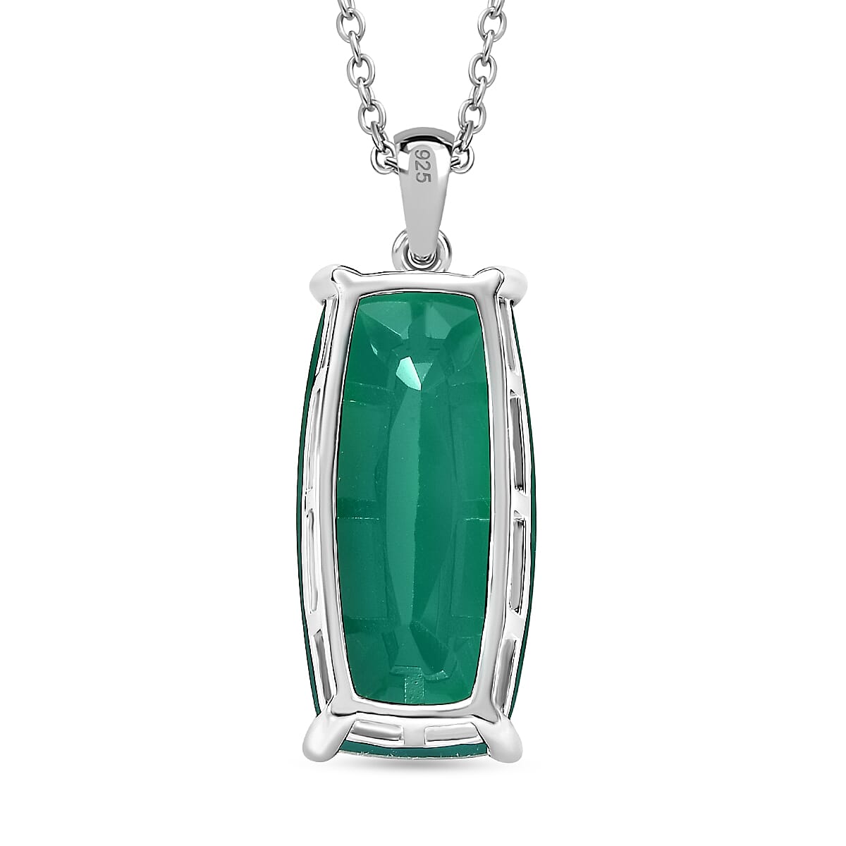 Verde Onyx Sterling Silver Pendant with Chain (Size - 20) 10.50 Ct. 4330765 5