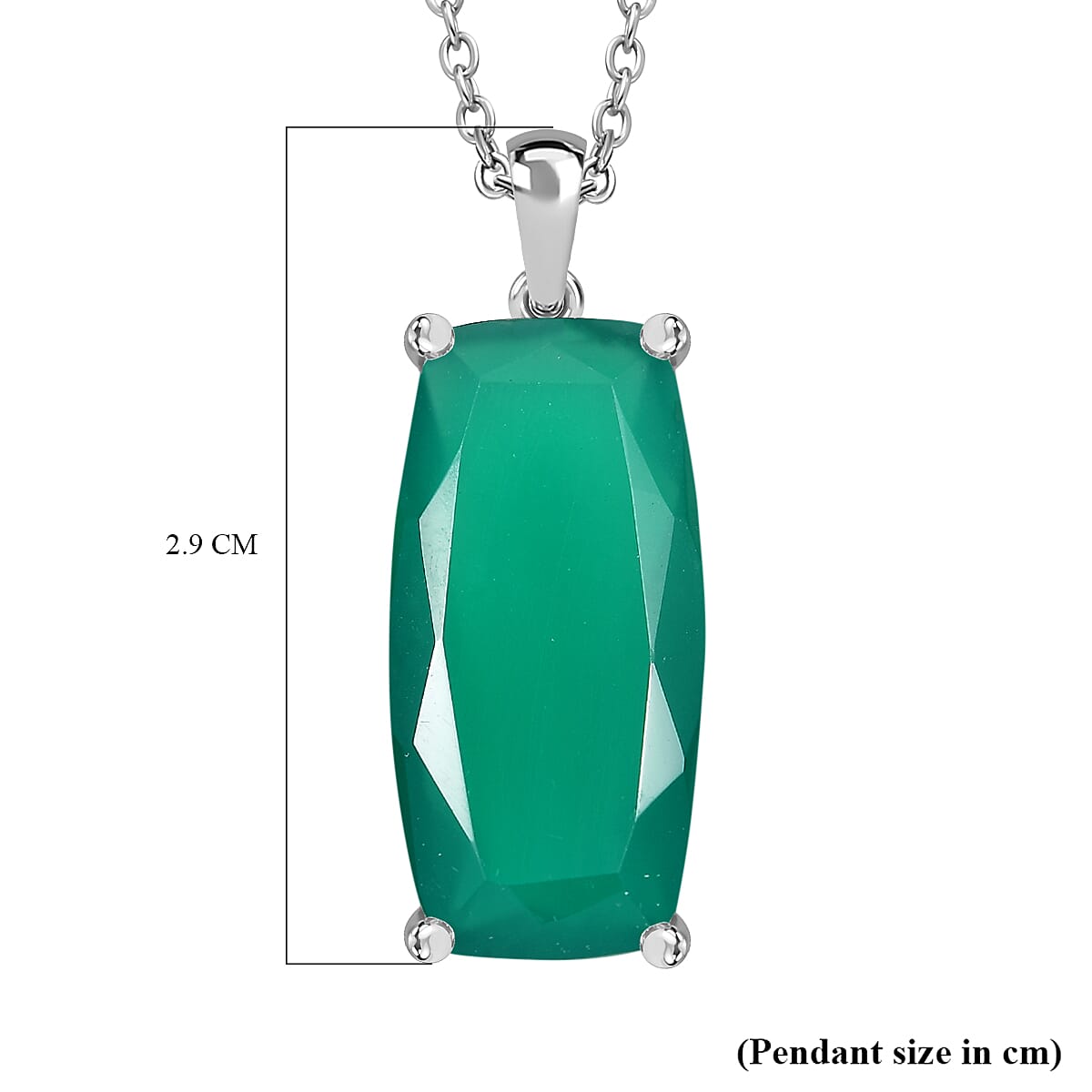 Verde Onyx Sterling Silver Pendant with Chain (Size - 20) 10.50 Ct. 4330765 6