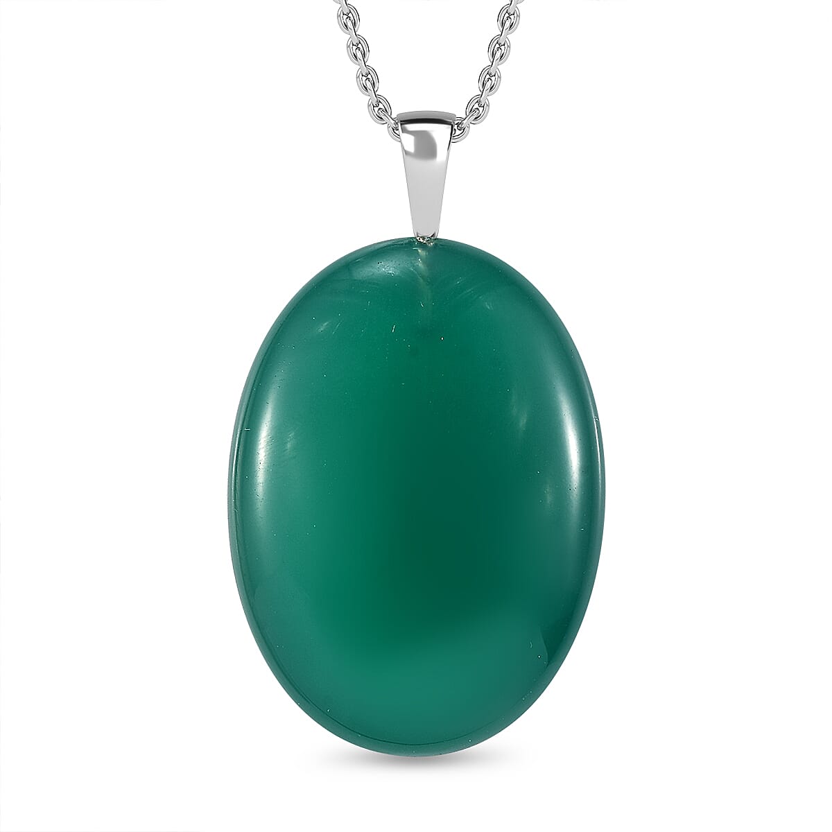 Verde Onyx Sterling Silver Pendant with Chain (Size - 20)  51.32 Ct. 4322329 0