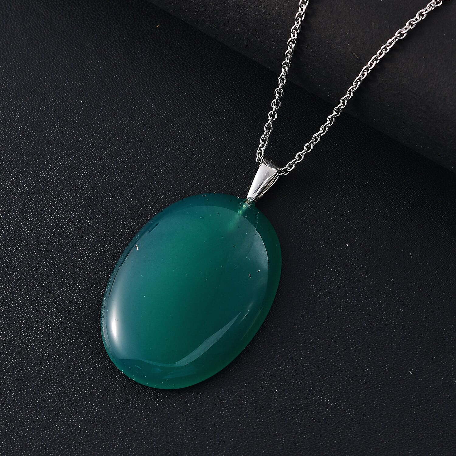 Verde Onyx Sterling Silver Pendant with Chain (Size - 20)  51.32 Ct. 4322329 3