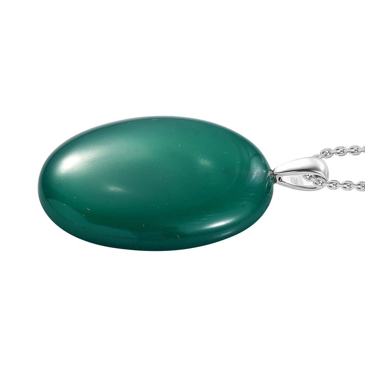 Verde Onyx Sterling Silver Pendant with Chain (Size - 20)  51.32 Ct. 4322329 4