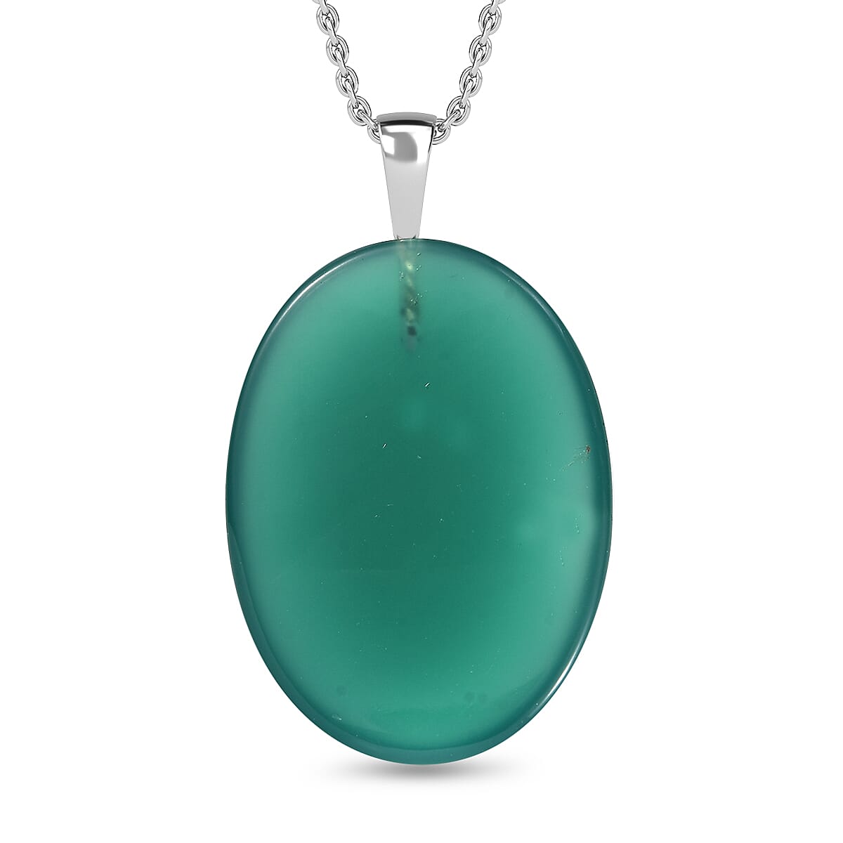 Verde Onyx Sterling Silver Pendant with Chain (Size - 20)  51.32 Ct. 4322329 5