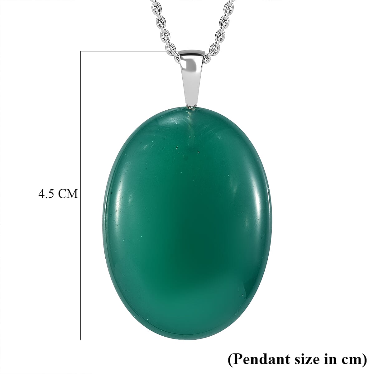 Verde Onyx Sterling Silver Pendant with Chain (Size - 20)  51.32 Ct. 4322329 6