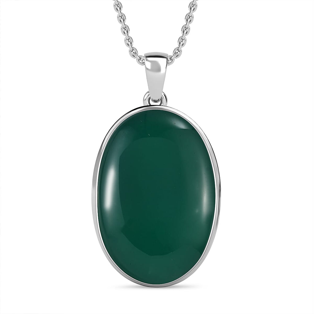 Verde Onyx Pendant with Chain (Size 20)  30.00 Ct.