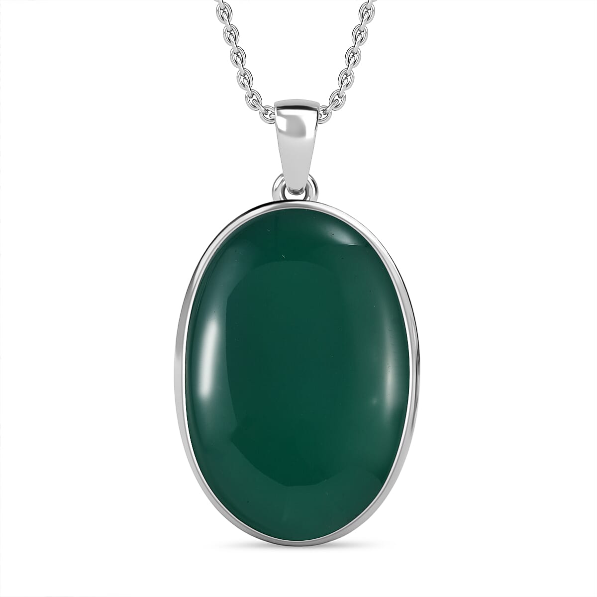 Verde Onyx Solitaire Pendant with Chain (Size 20)  30.00 Ct. 4290158 0