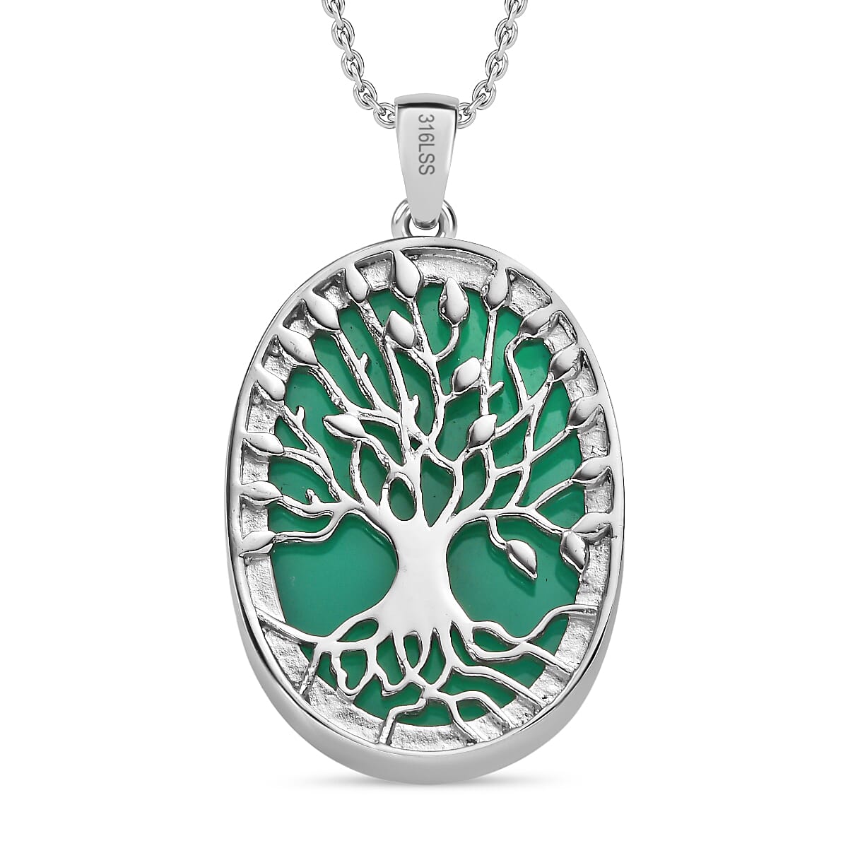 Verde Onyx Solitaire Pendant with Chain (Size 20)  30.00 Ct. 4290158 5
