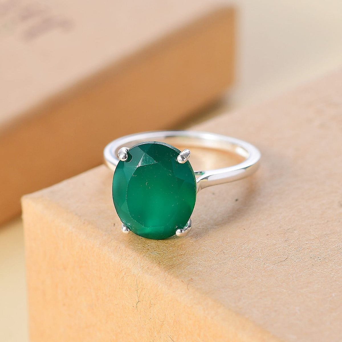 Green Onyx Solitaire Ring in Sterling Silver 4.09  Ct. 7859601 1
