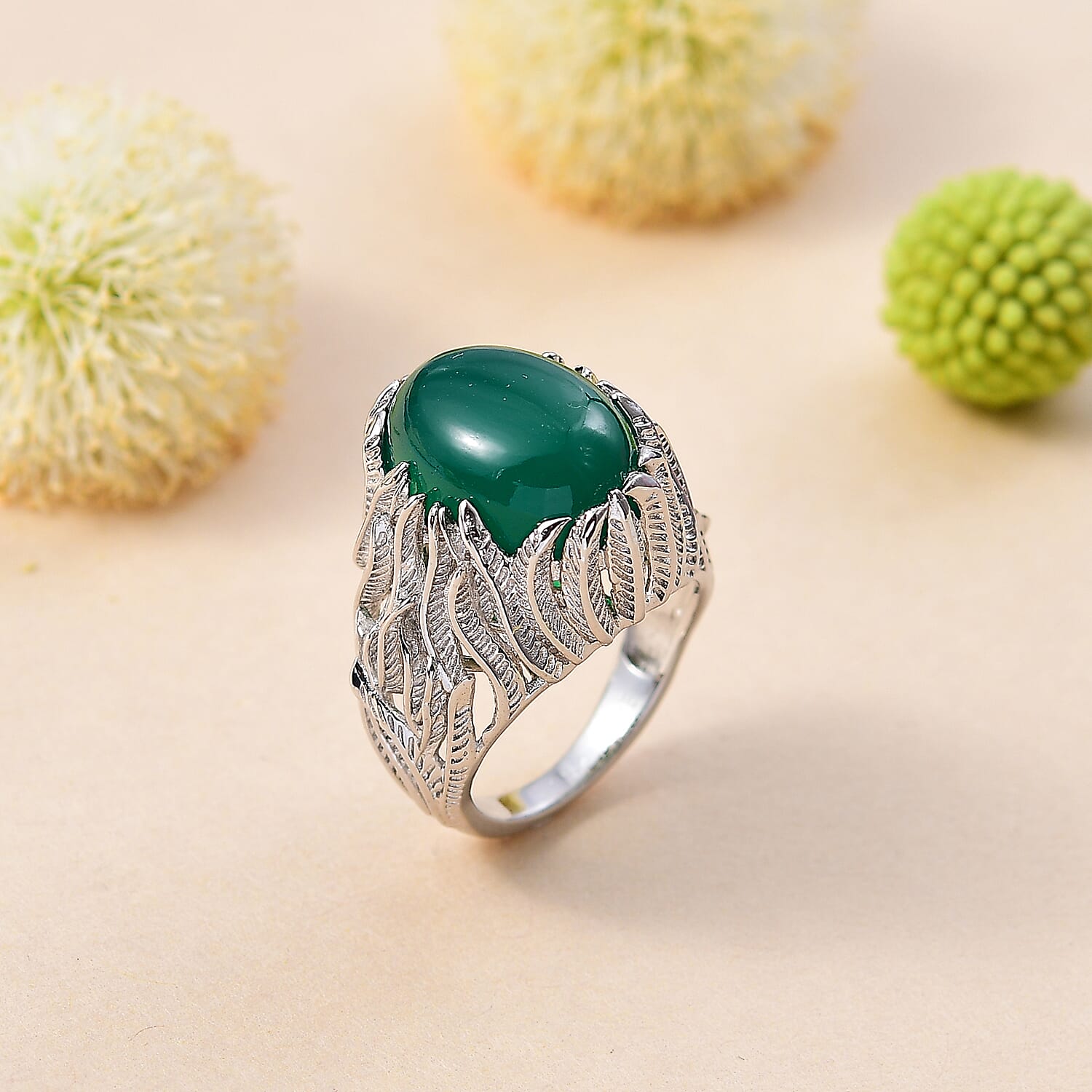 Designer Inspired - Green Onyx Solitaire Ring 10 ct. 7925868 1