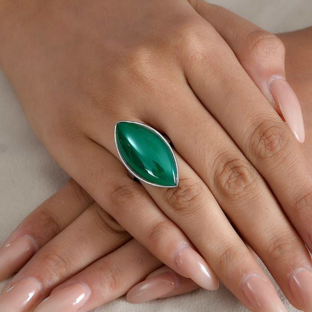 ONE TIME DEAL - Verde Onyx Solitaire Ring 19.50 Ct.