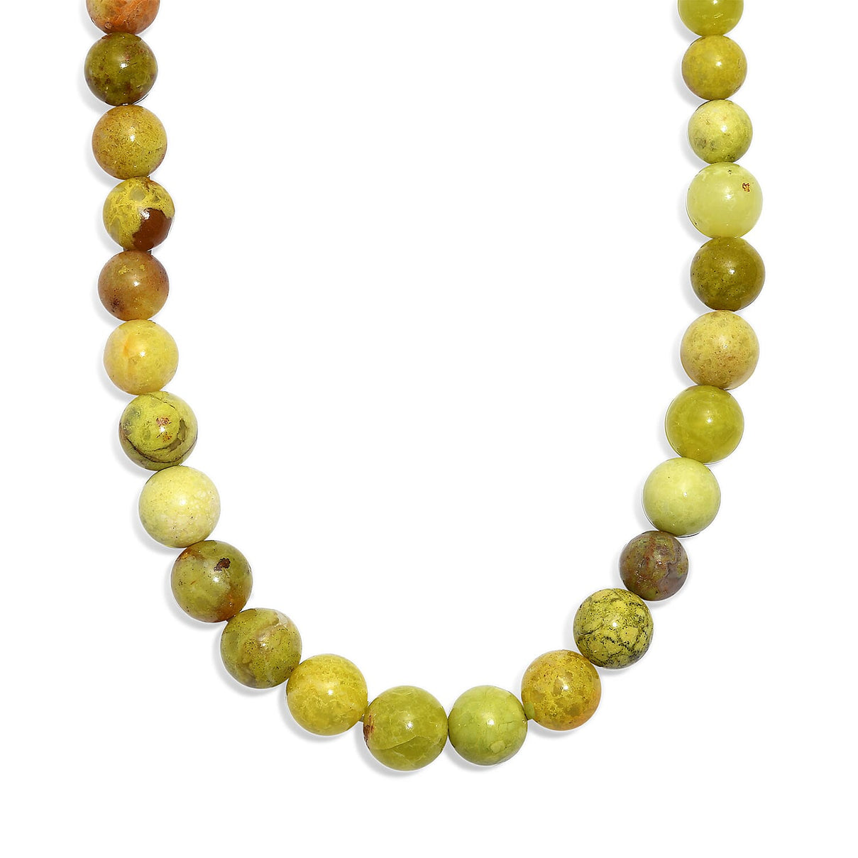 Andean Green Opal Necklace (Size - 18 - 2 Ext) with Lobster Clasp in Rhodium Overlay Sterling Silver 160 Ct. 8203340 0