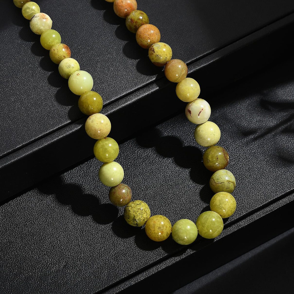 Andean Green Opal Necklace (Size - 18 - 2 Ext) with Lobster Clasp in Rhodium Overlay Sterling Silver 160 Ct. 8203340 2