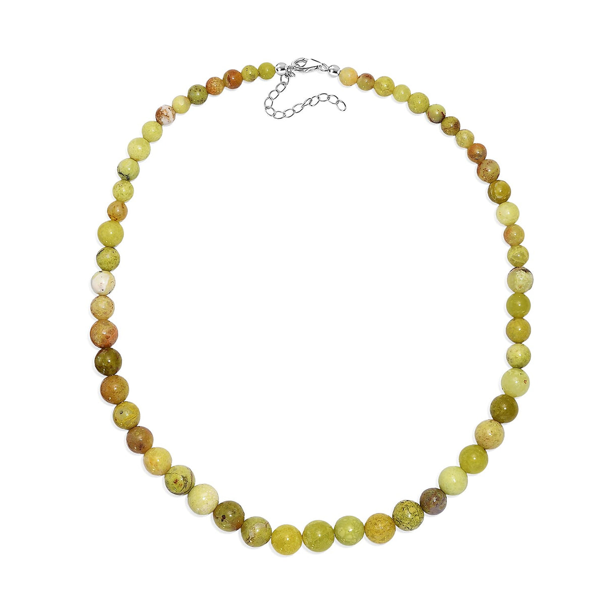 Andean Green Opal Necklace (Size - 18 - 2 Ext) with Lobster Clasp in Rhodium Overlay Sterling Silver 160 Ct. 8203340 3