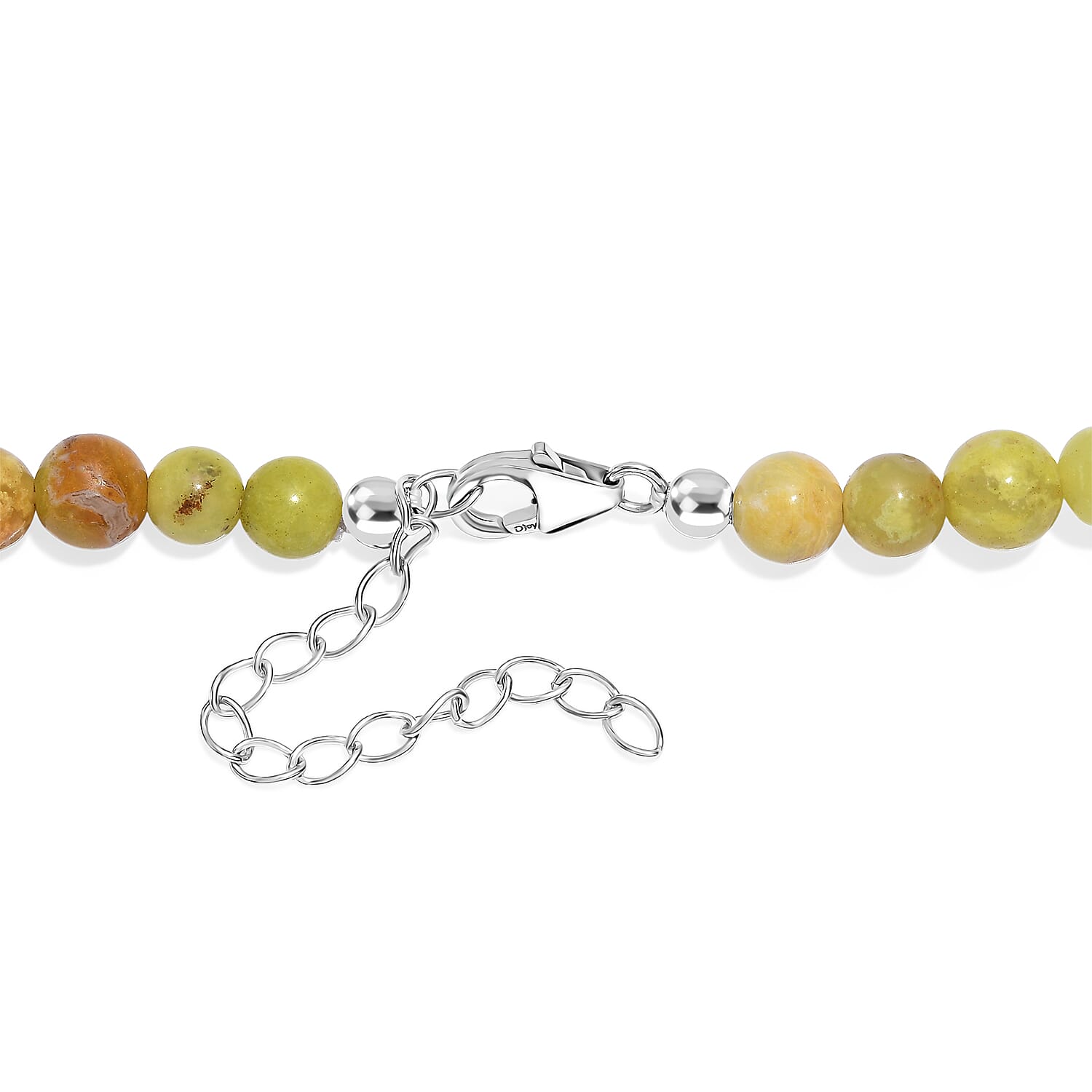 Andean Green Opal Necklace (Size - 18 - 2 Ext) with Lobster Clasp in Rhodium Overlay Sterling Silver 160 Ct. 8203340 4