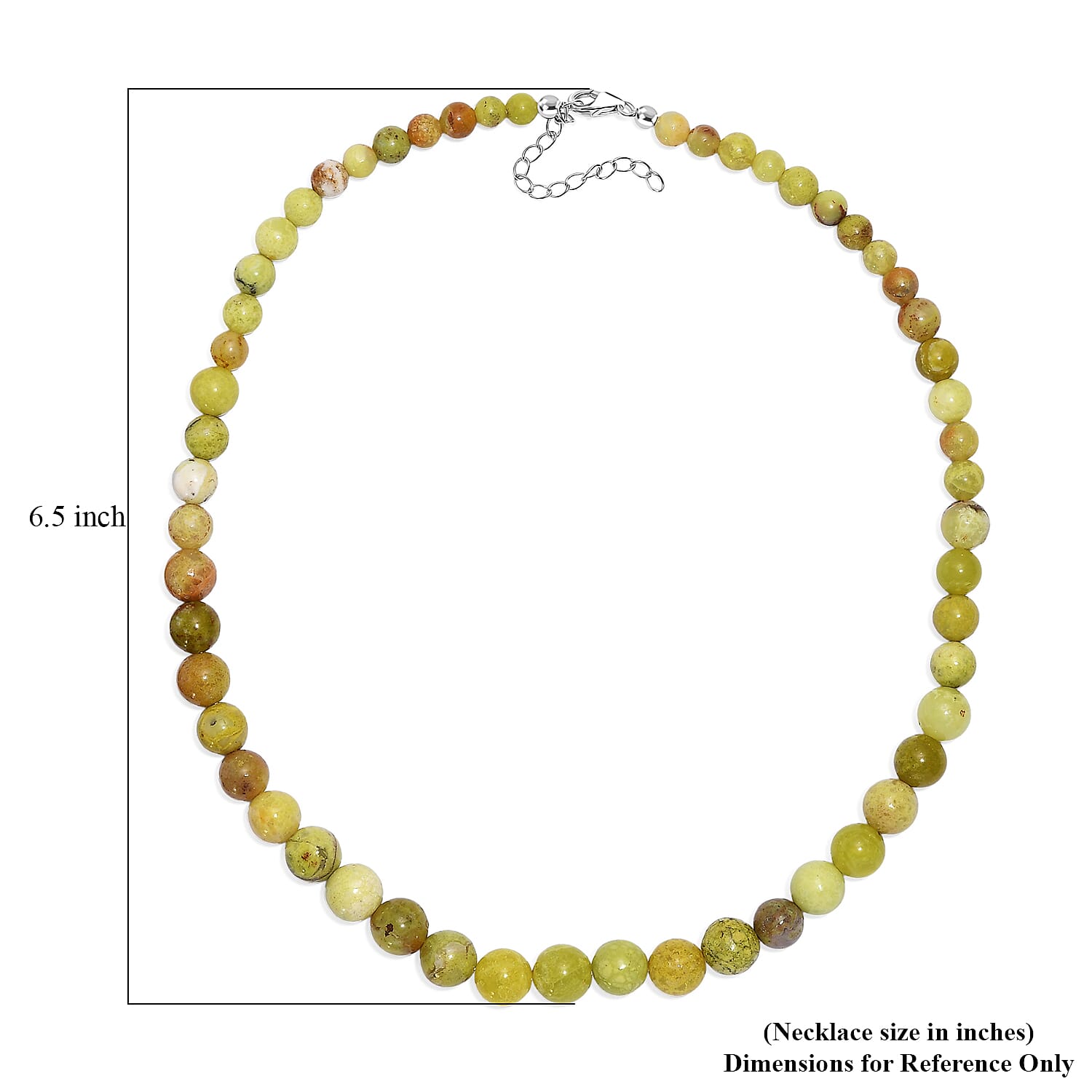 Andean Green Opal Necklace (Size - 18 - 2 Ext) with Lobster Clasp in Rhodium Overlay Sterling Silver 160 Ct. 8203340 5