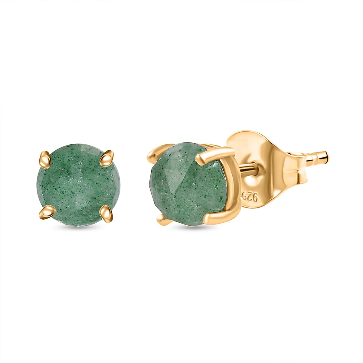 Green Quartz Solitaire Stud Earrings in Gold Overlay Sterling Silver 1.93 Ct. 7976982 0