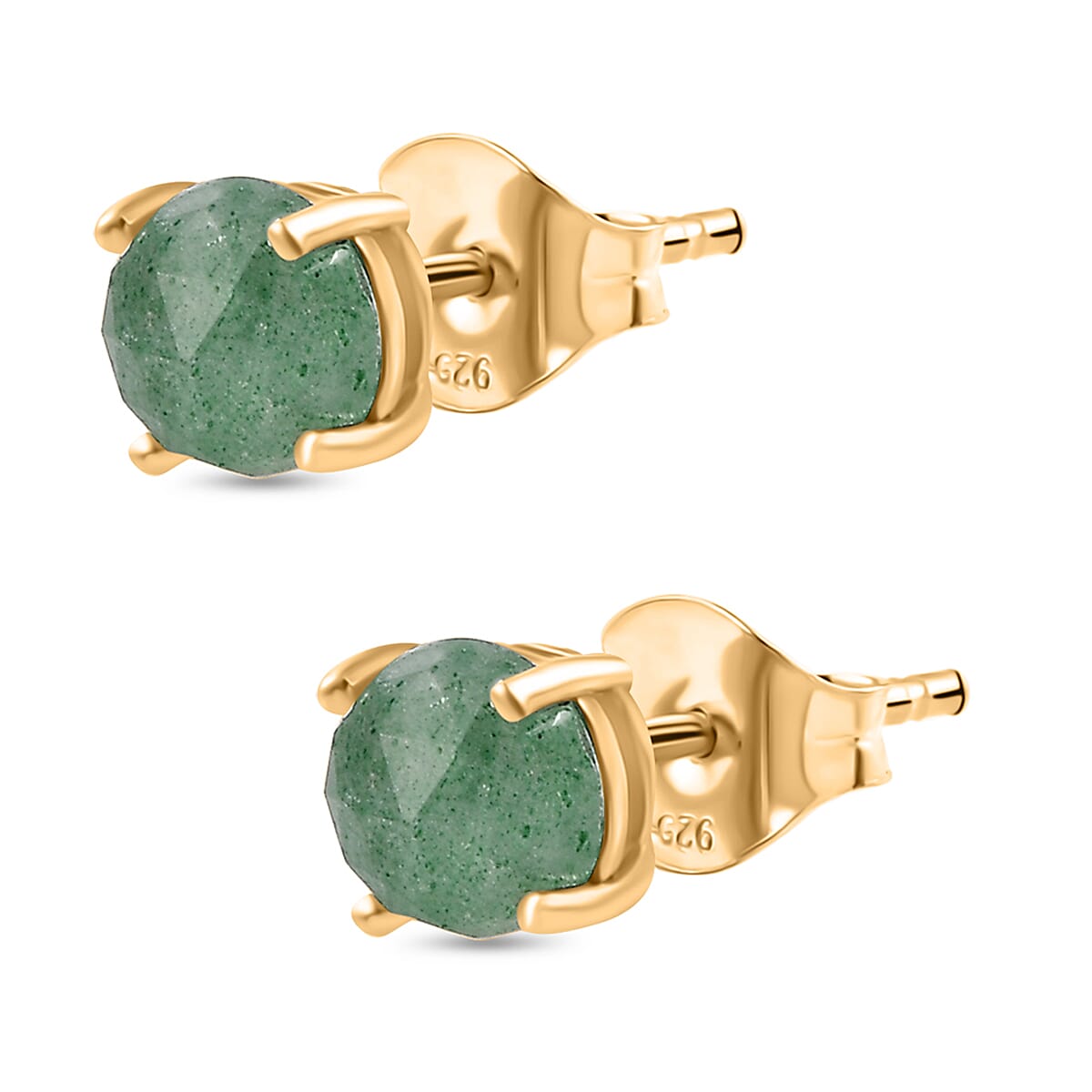 Green Quartz Solitaire Stud Earrings in Gold Overlay Sterling Silver 1.93 Ct. 7976982 7
