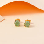 Green Quartz  Solitaire Stud Push Post Earring  Sterling Silver 1.80 ct  1.932  Ct.